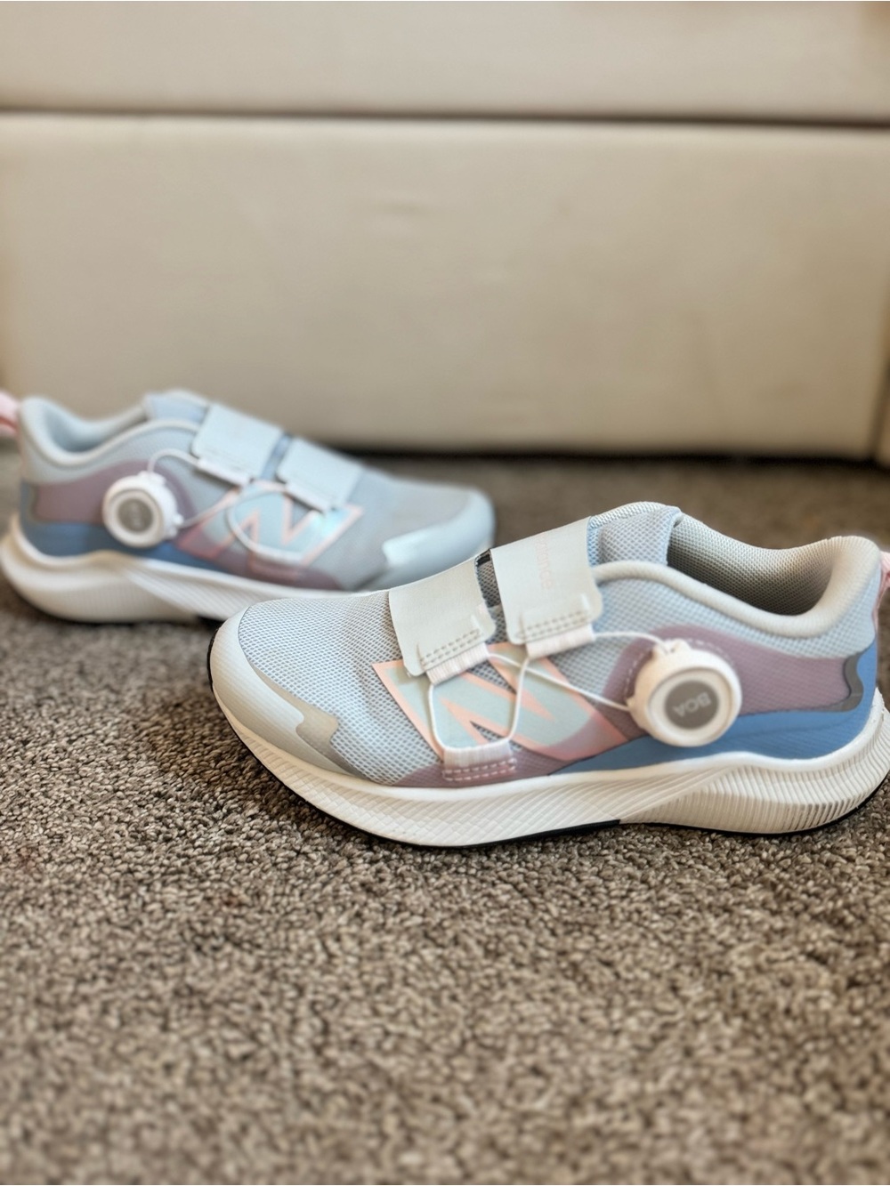 New Balance Kids Light Blue and Pink Sneakers with Dial Fit